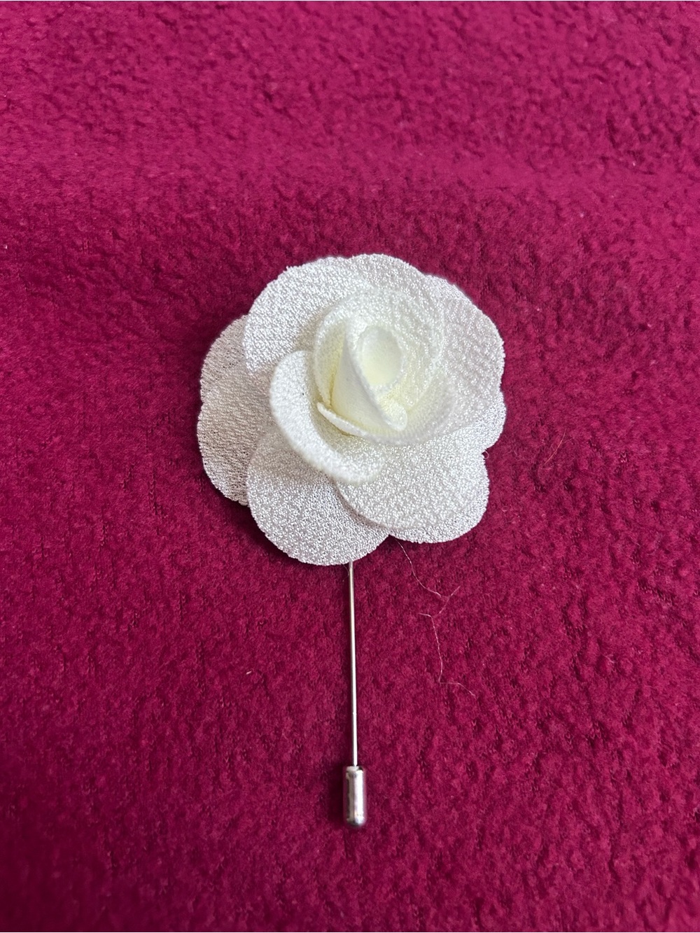 Ivory Fabric Rose Lapel Pin